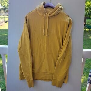 Vintage American Eagle Hoodie Sweatshirt Mens Medium Solid Yellow Drawstring Y2K